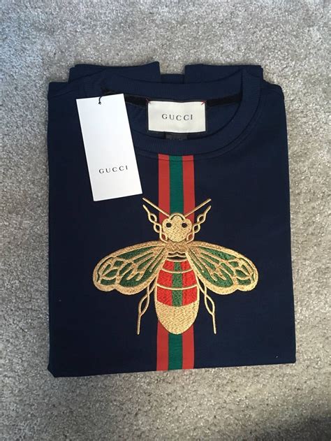 gucci t shirt bee 2015|Gucci bee embroidered sweater.